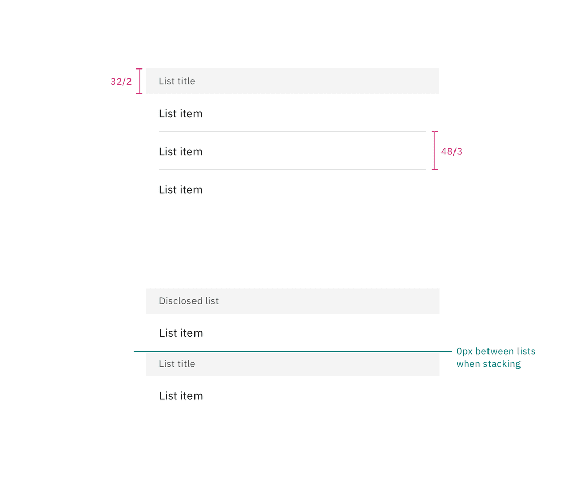 Contained list alignment